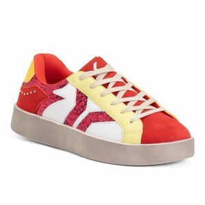 COB CULTURE OF BRAVE Red White Leather Neon Glare Glitter Wing Sneaker 9-9.5